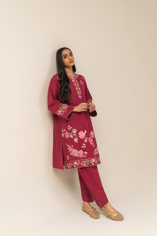 2 PIECE EMBROIDERED TWO WAY SLUB SUIT (PRET)