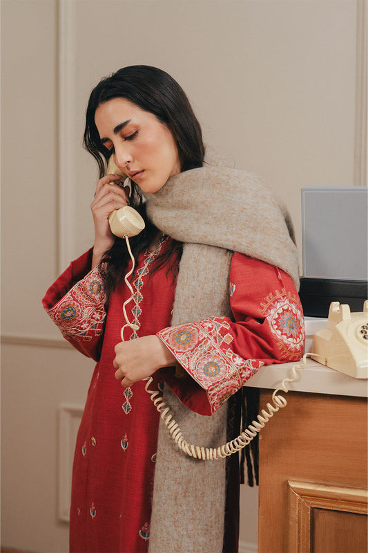 2 PIECE EMBROIDERED TWO WAY SLUB SUIT (PRET)