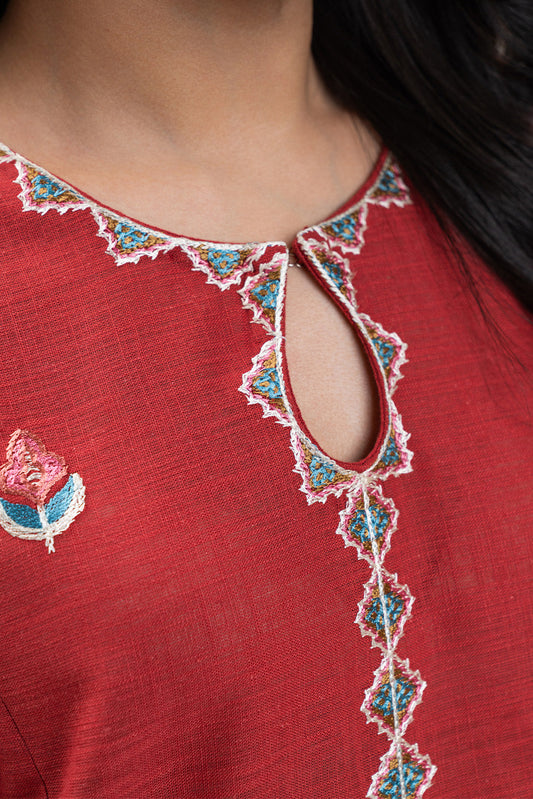 2 PIECE EMBROIDERED TWO WAY SLUB SUIT (PRET)