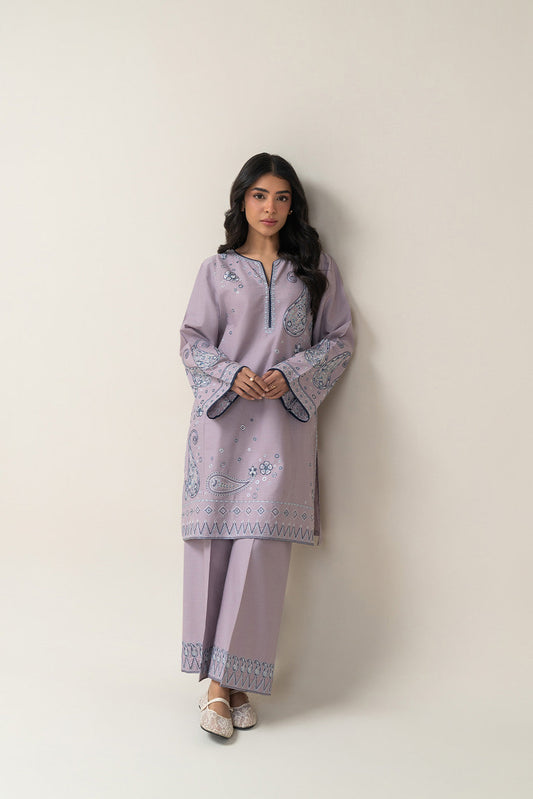 2 PIECE EMBROIDERED CAMBRIC SUIT (PRET)