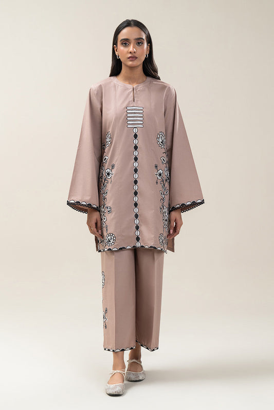 2 PIECE EMBROIDERED CAMBRIC SUIT (PRET)