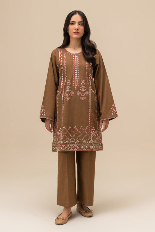 2 PIECE EMBROIDERED SLUB KHADDAR SUIT (PRET)