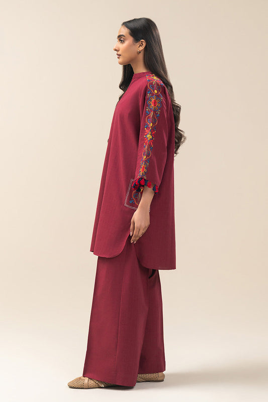 2 PIECE EMBROIDERED DOBBY SUIT (PRET)