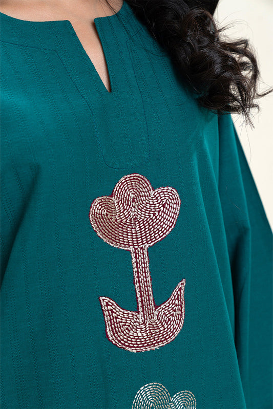 2 PIECE EMBROIDERED KHADDAR SUIT (PRET)