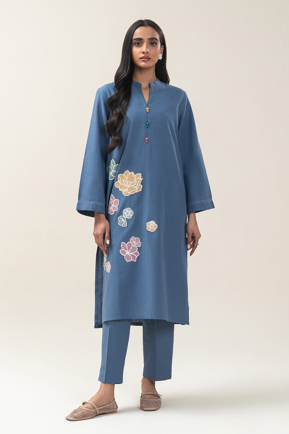 2 PIECE EMBROIDERED DOBBY SUIT (PRET)