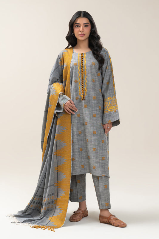 3 PIECE EMBROIDERED KHADDAR SUIT (PRET)