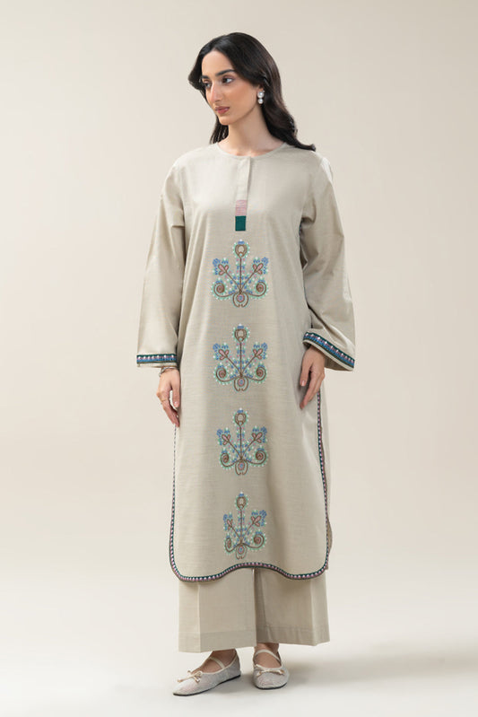 2 PIECE EMBROIDERED SLUB KHADDAR SUIT (PRET)