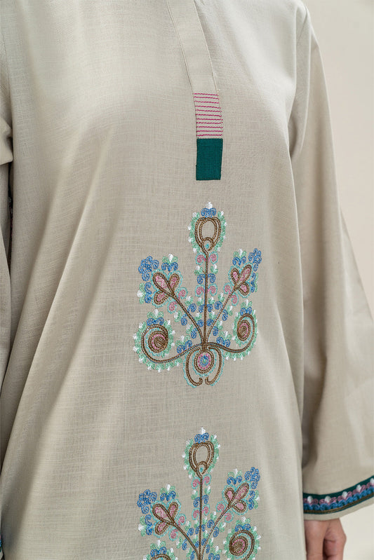 2 PIECE EMBROIDERED SLUB KHADDAR SUIT (PRET)