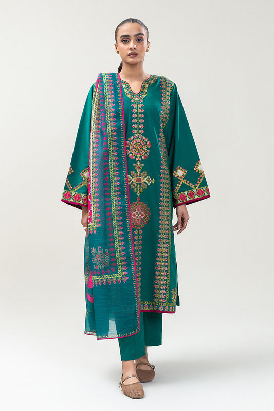 3 PIECE EMBROIDERED KARANDI SUIT (PRET)