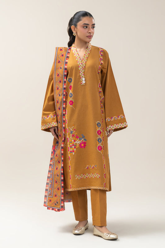 3 PIECE EMBROIDERED KARANDI SUIT (PRET)