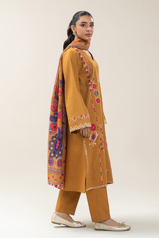 3 PIECE EMBROIDERED KARANDI SUIT (PRET)