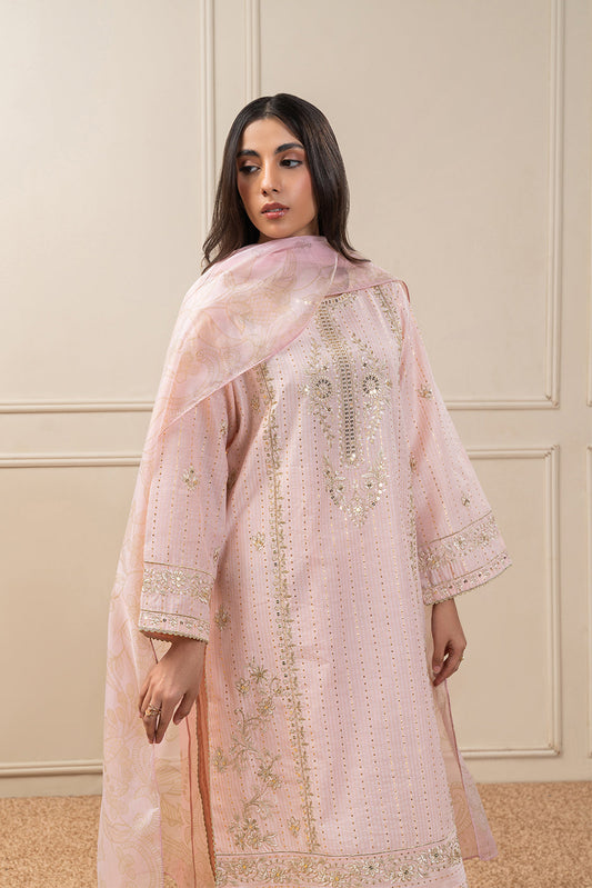 3 PIECE EMBROIDERED TWO TON SUIT (PRET)