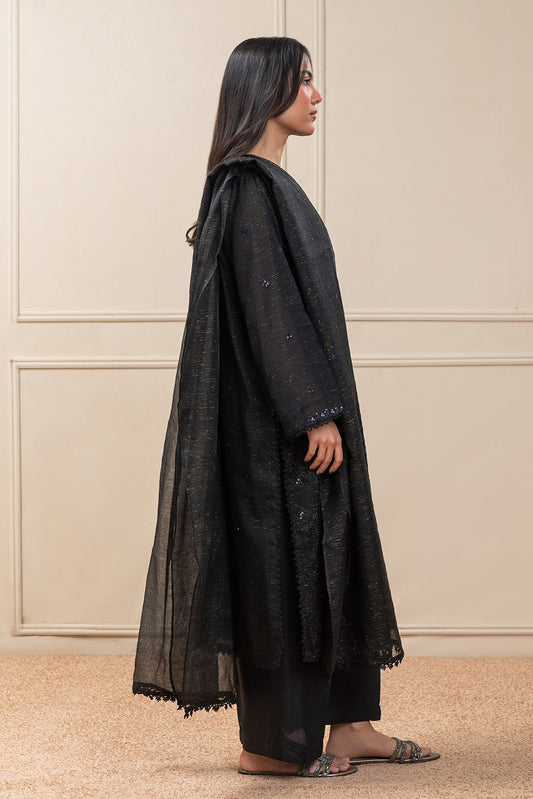 3 PIECE EMBROIDERED ZARI PAPER COTTON SUIT (PRET)