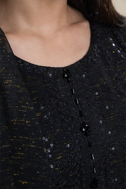 3 PIECE EMBROIDERED ZARI PAPER COTTON SUIT (PRET)