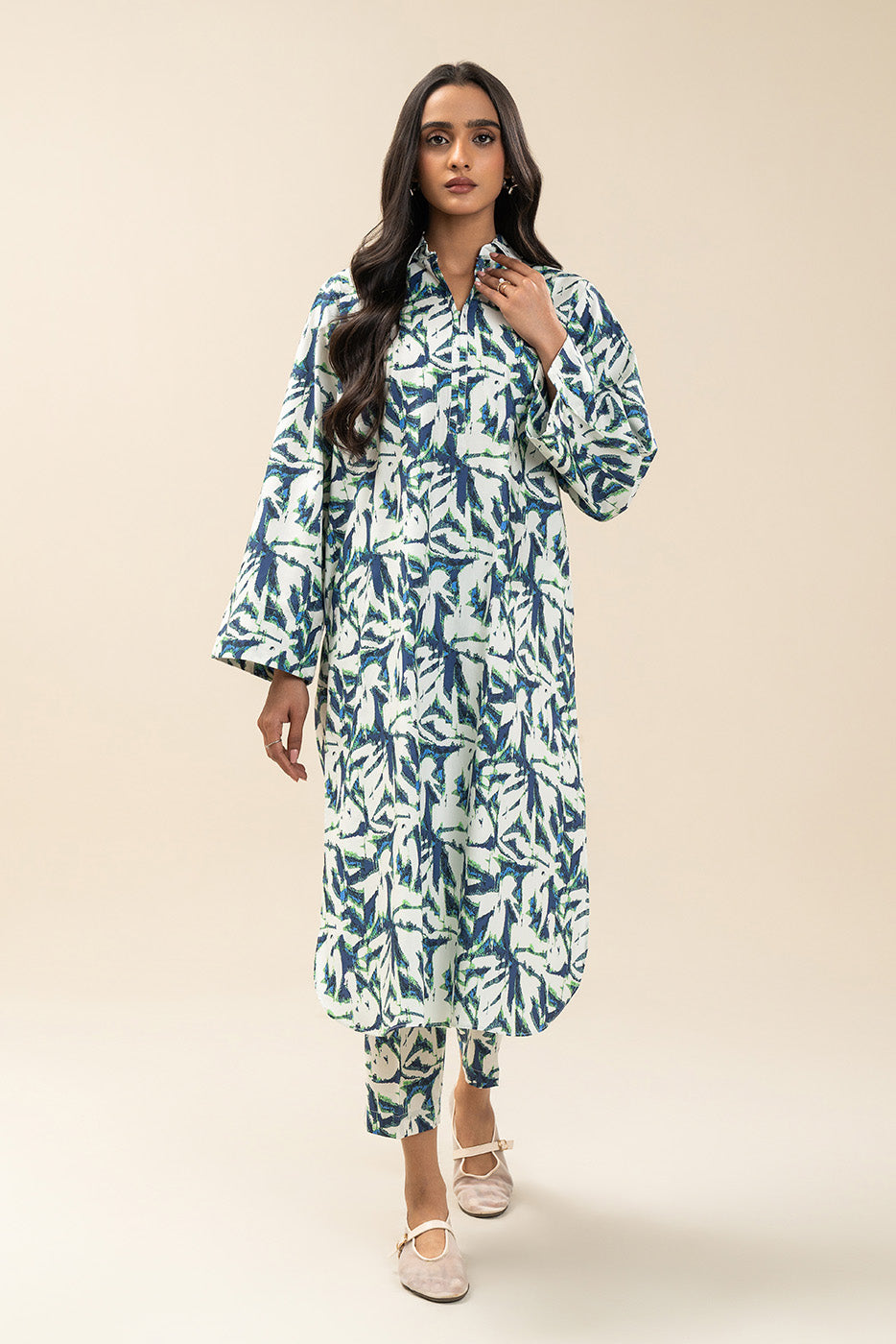 2 PIECE PRINTED COTTON VISCOSE SUIT (PRET)
