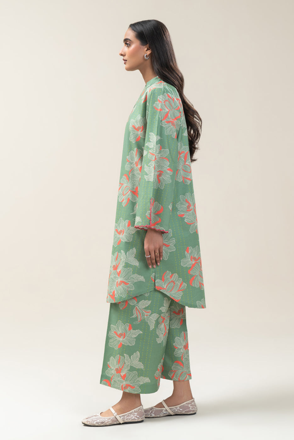 2 PIECE PRINTED COTTON VISCOSE SUIT (PRET)