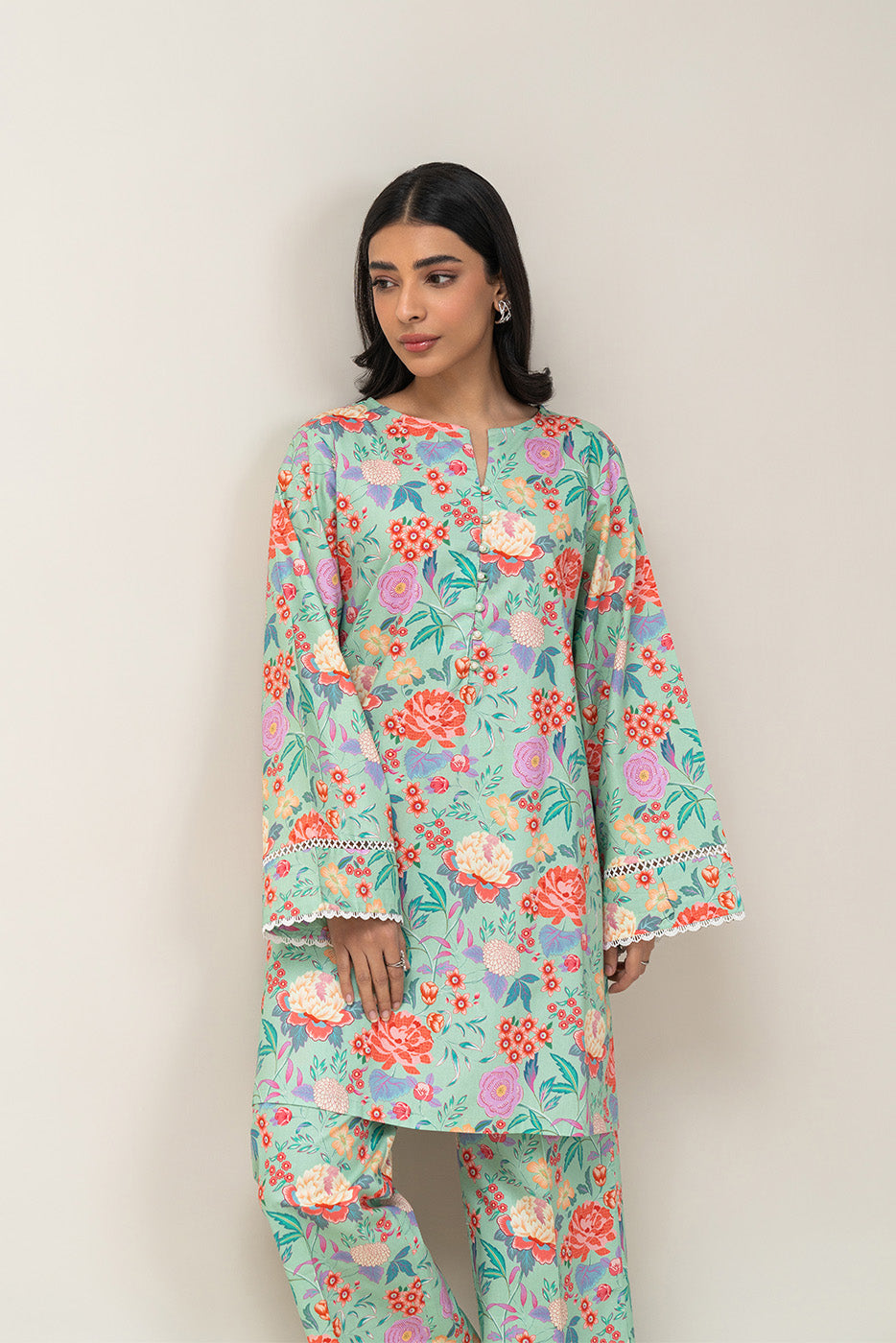 2 PIECE PRINTED COTTON VISCOSE SUIT (PRET)
