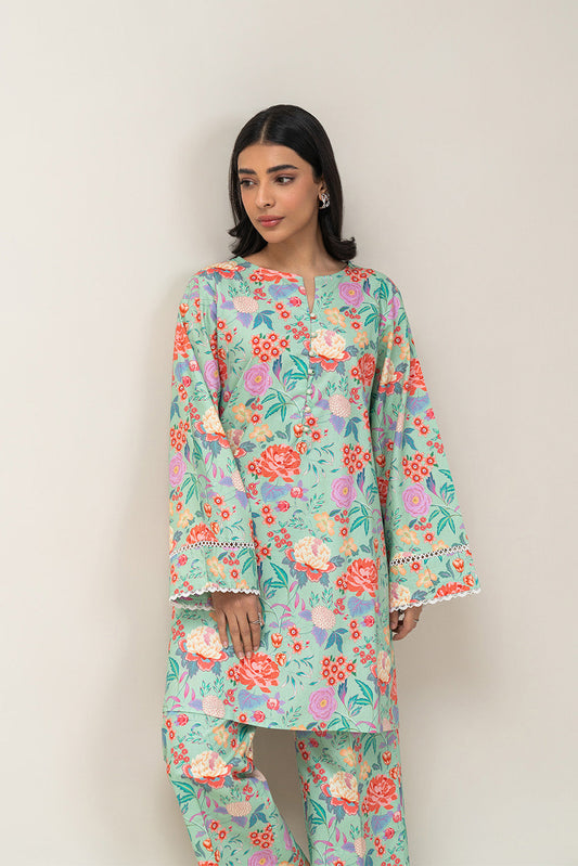 2 PIECE PRINTED COTTON VISCOSE SUIT (PRET)