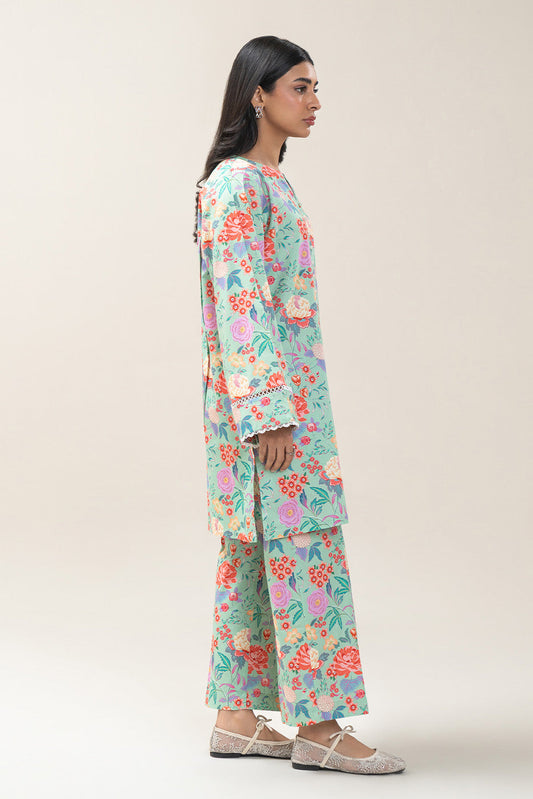 2 PIECE PRINTED COTTON VISCOSE SUIT (PRET)