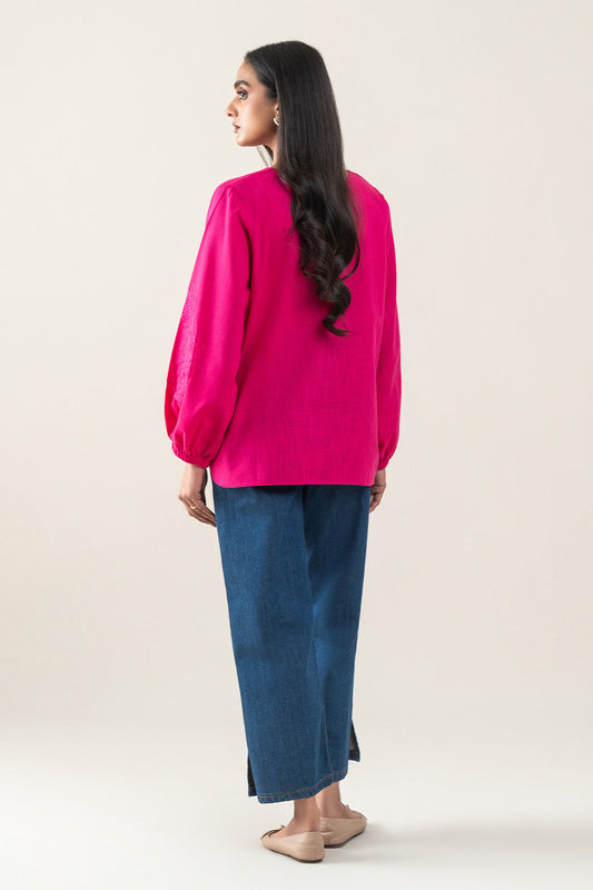 EMBROIDERED TWO WAY SLUB TOP (PRET)