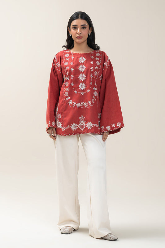 EMBROIDERED TWO WAY SLUB TOP (PRET)