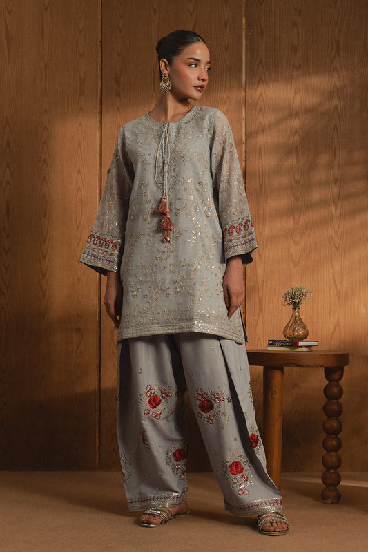 2 PIECE EMBROIDERED COTTON NET SUIT (LUXURY PRET)