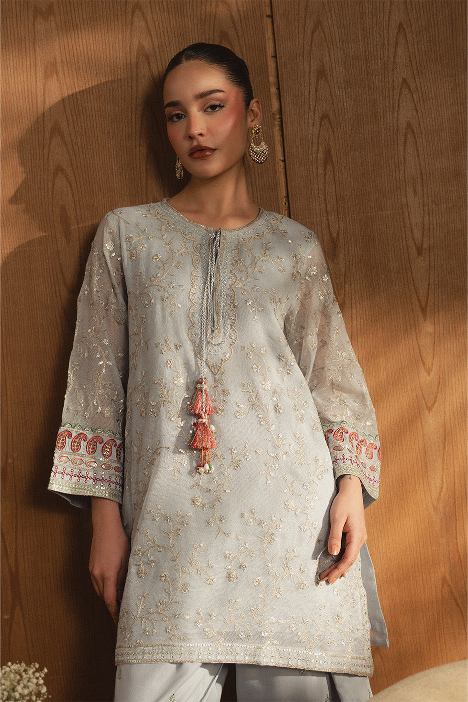 2 PIECE EMBROIDERED COTTON NET SUIT (LUXURY PRET)