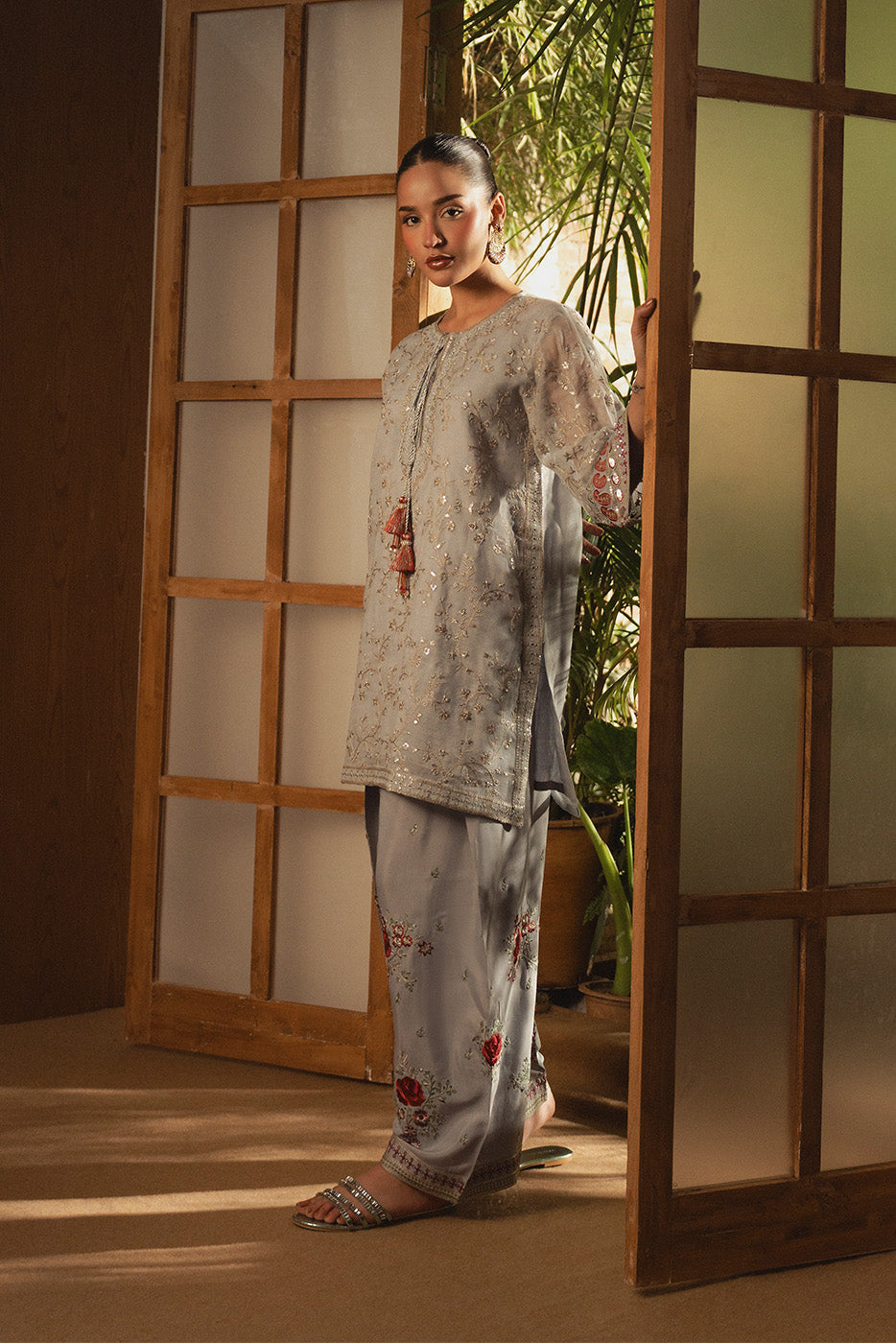 2 PIECE EMBROIDERED COTTON NET SUIT (LUXURY PRET)