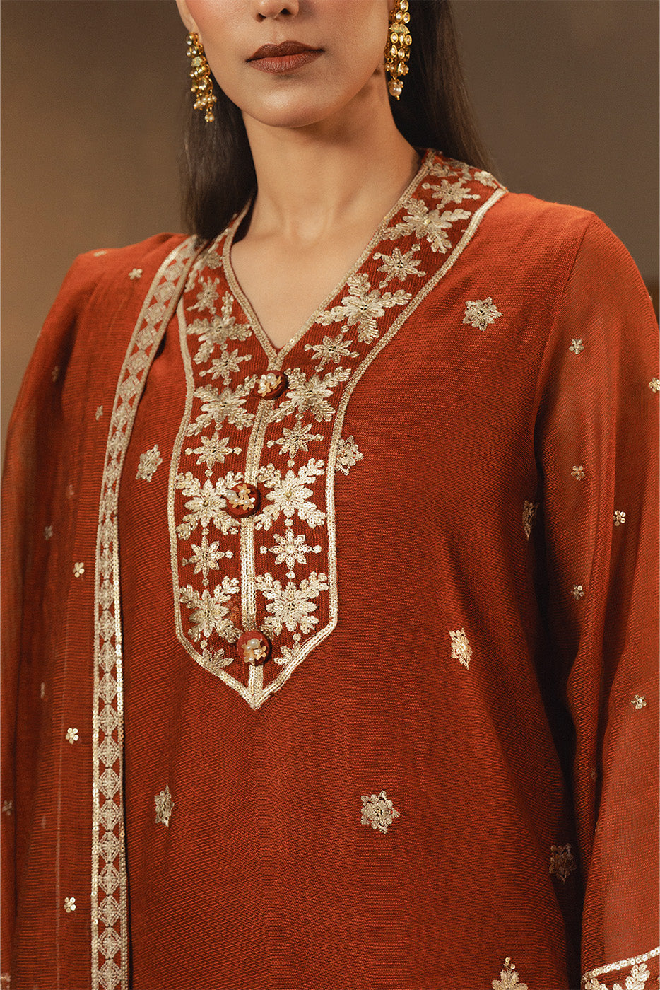 3 PIECE EMBROIDERED COTTON NET SUIT (LUXURY PRET)