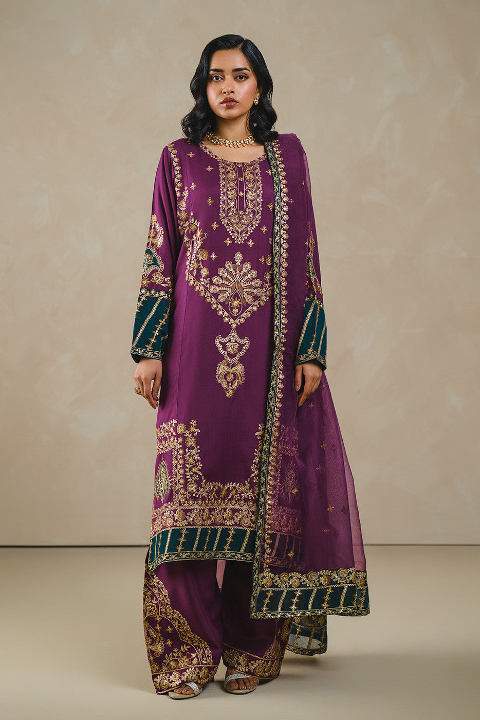 3 PIECE EMBROIDERED RAW SILK SUIT (LUXURY PRET)
