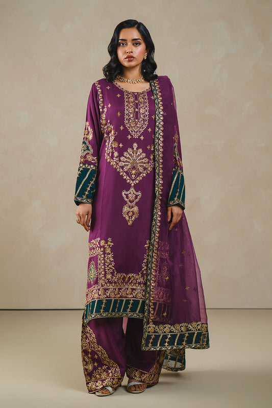 3 PIECE EMBROIDERED RAW SILK SUIT (LUXURY PRET)