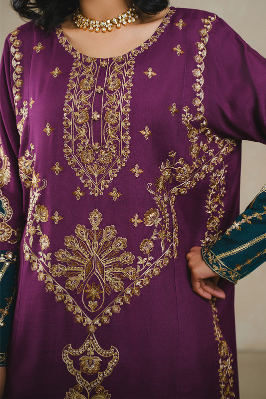 3 PIECE EMBROIDERED RAW SILK SUIT (LUXURY PRET)