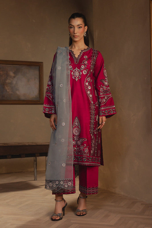 3 PIECE EMBROIDERED TWO TONE SUIT (LUXURY PRET)