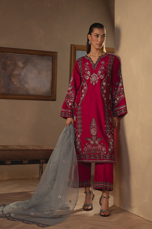 3 PIECE EMBROIDERED TWO TONE SUIT (LUXURY PRET)