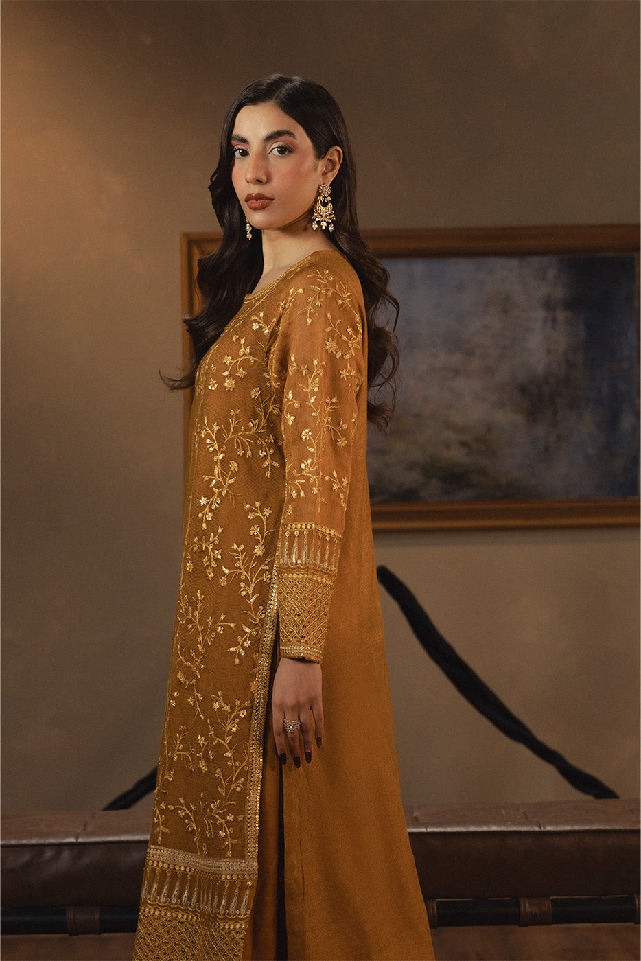 3 PIECE EMBROIDERED COTTON NET SUIT (LUXURY PRET)