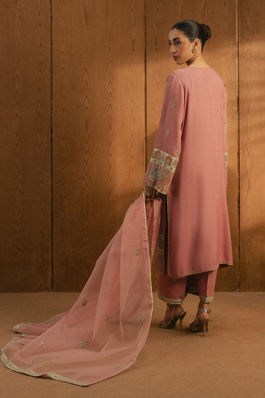 3 PIECE EMBROIDERED RAW SILK SHIRT (LUXURY-PRET)