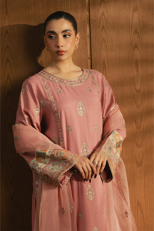 3 PIECE EMBROIDERED RAW SILK SHIRT (LUXURY-PRET)