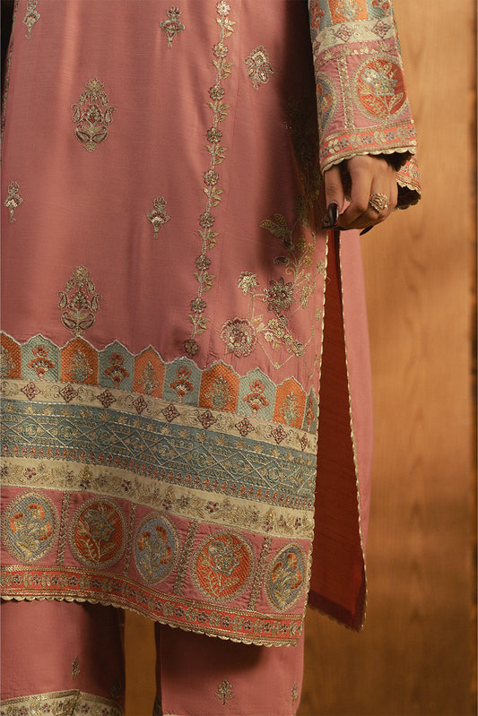 3 PIECE EMBROIDERED RAW SILK SHIRT (LUXURY-PRET)