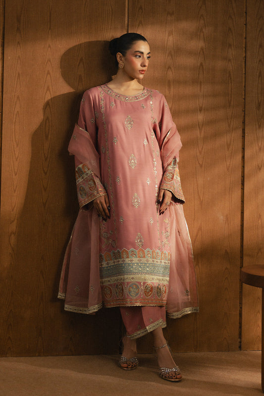 3 PIECE EMBROIDERED RAW SILK SHIRT (LUXURY-PRET)