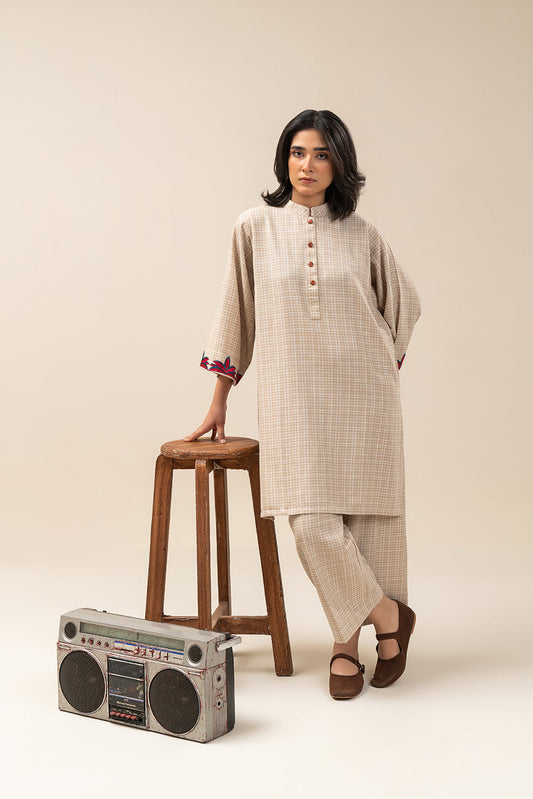 2 PIECE EMBROIDERED DOBBY SUIT (PRET)