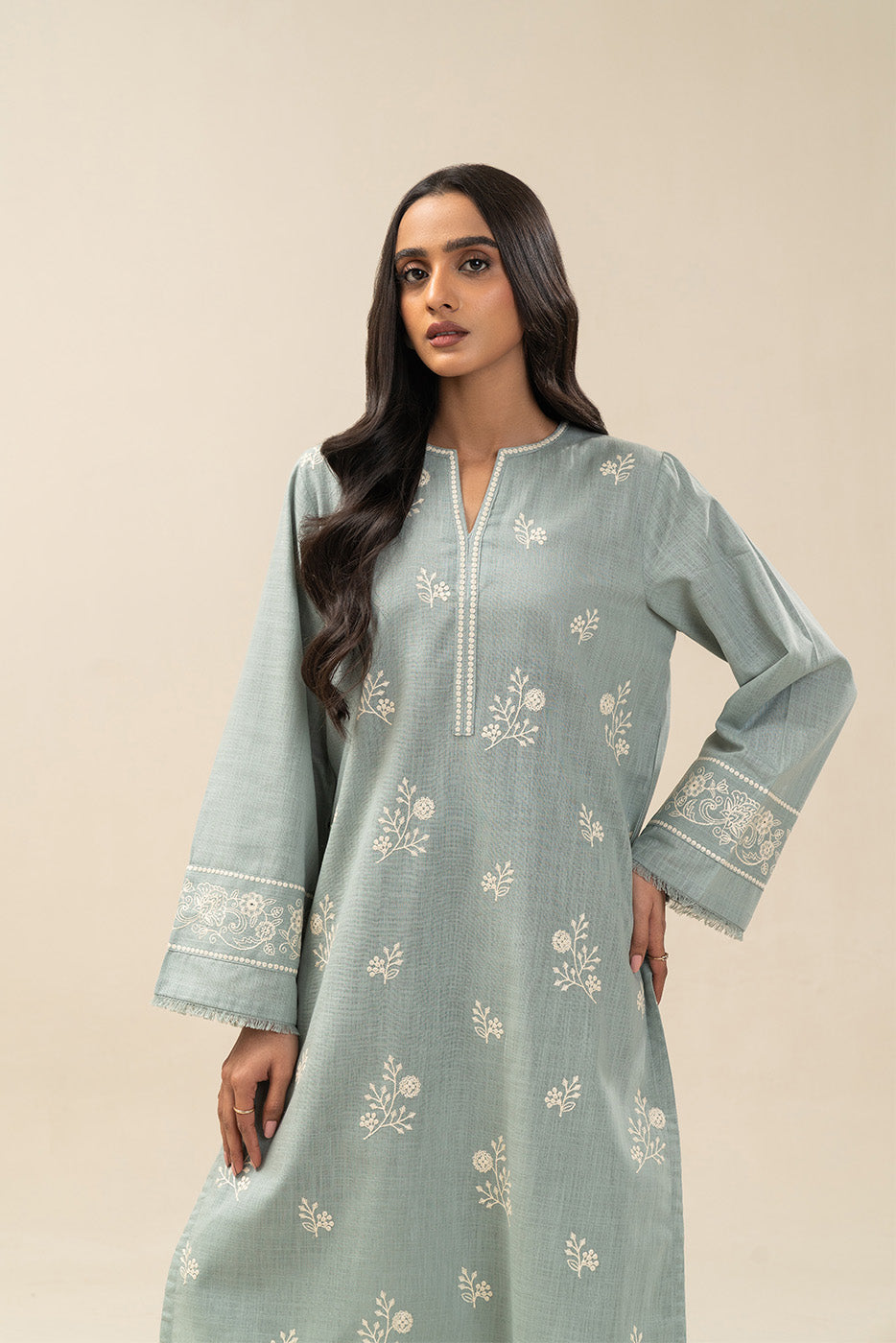 2 PIECE EMBROIDERED TWO WAY SLUB SUIT (PRET)