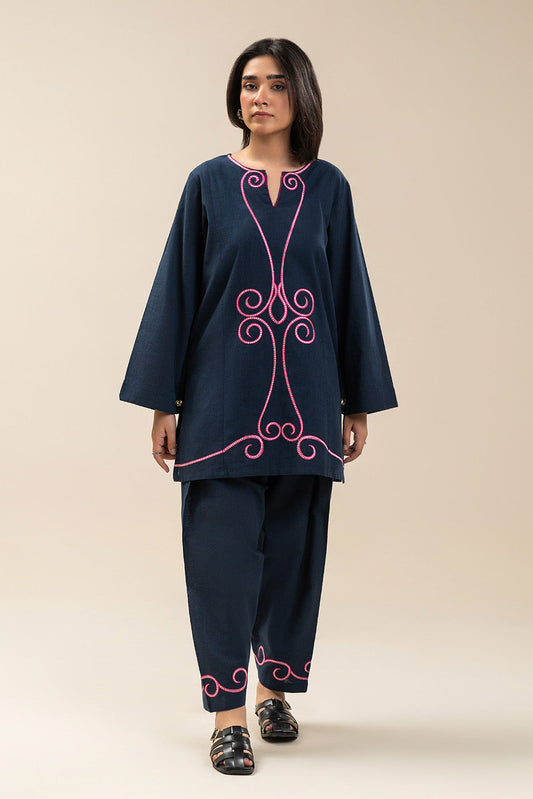 2 PIECE EMBROIDERED TWO WAY SLUB SUIT (PRET)