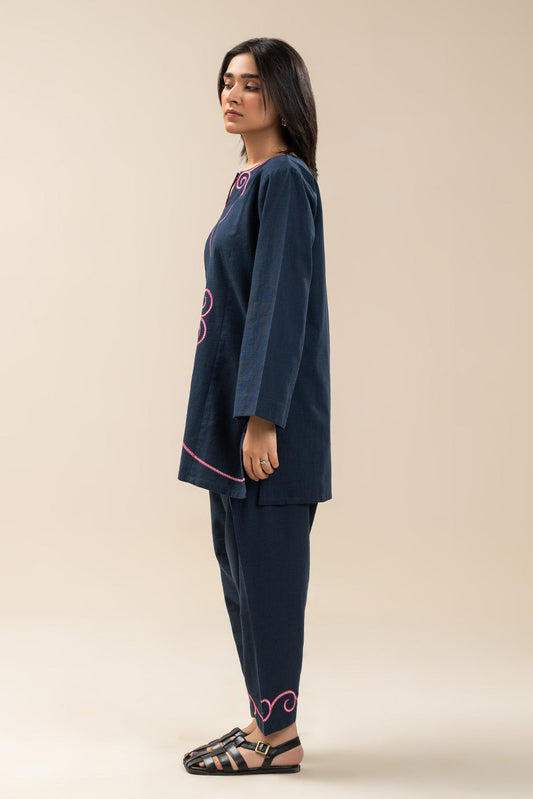 2 PIECE EMBROIDERED TWO WAY SLUB SUIT (PRET)
