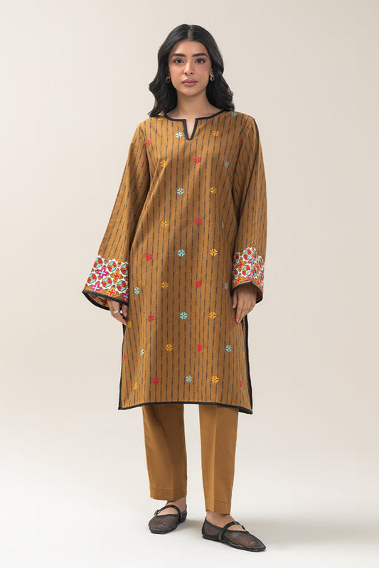 2 PIECE EMBROIDERED KHADDAR JACQUARD SUIT (PRET)