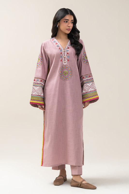 2 PIECE EMBROIDERED TWO WAY SLUB SUIT (PRET)