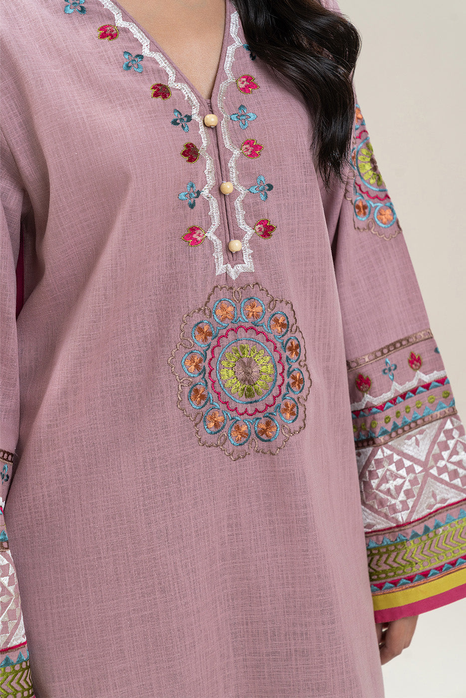 2 PIECE EMBROIDERED TWO WAY SLUB SUIT (PRET)