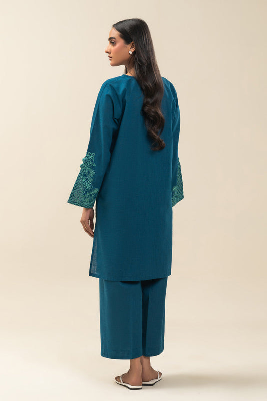 EMBROIDERED TWO WAY SLUB SHIRT (PRET)