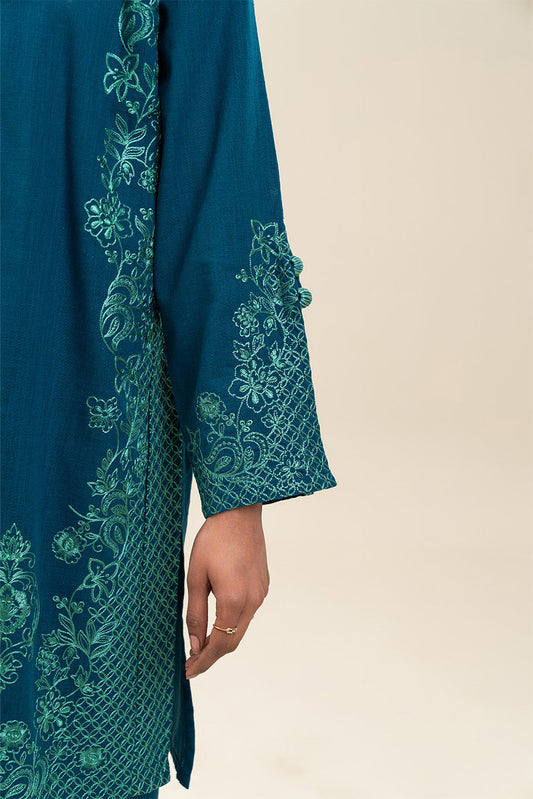 EMBROIDERED TWO WAY SLUB SHIRT (PRET)