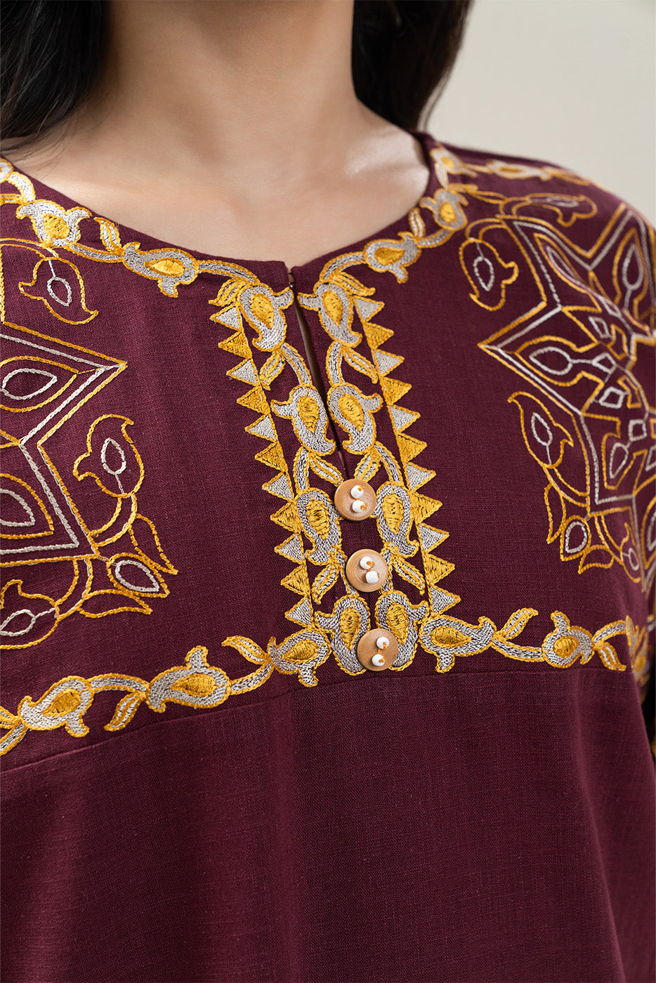 2 PIECE EMBROIDERED TWO WAY SLUB SUIT (PRET)