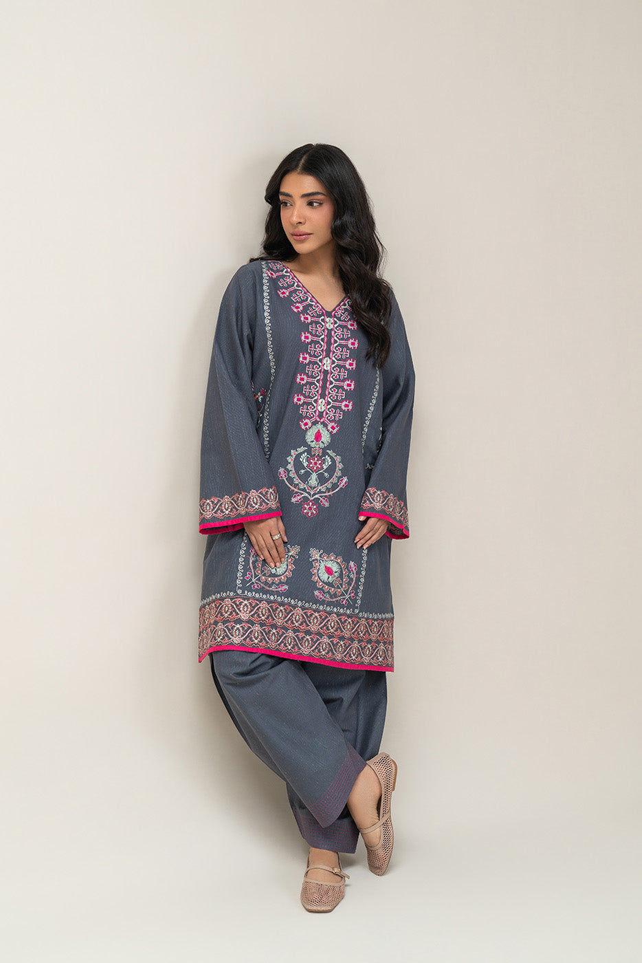 2 PIECE EMBROIDERED KHADDAR SUIT (PRET)